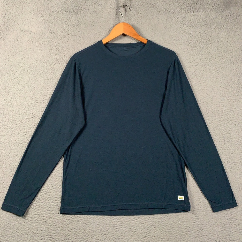 Vuori Strato Tech Tee Long Sleeve Shirt Men's Large L Navy Heather Performance